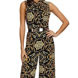 n Womens Button Up Printed Long Wide Leg Pant Party Jumpsuits WOITHOUT Belt